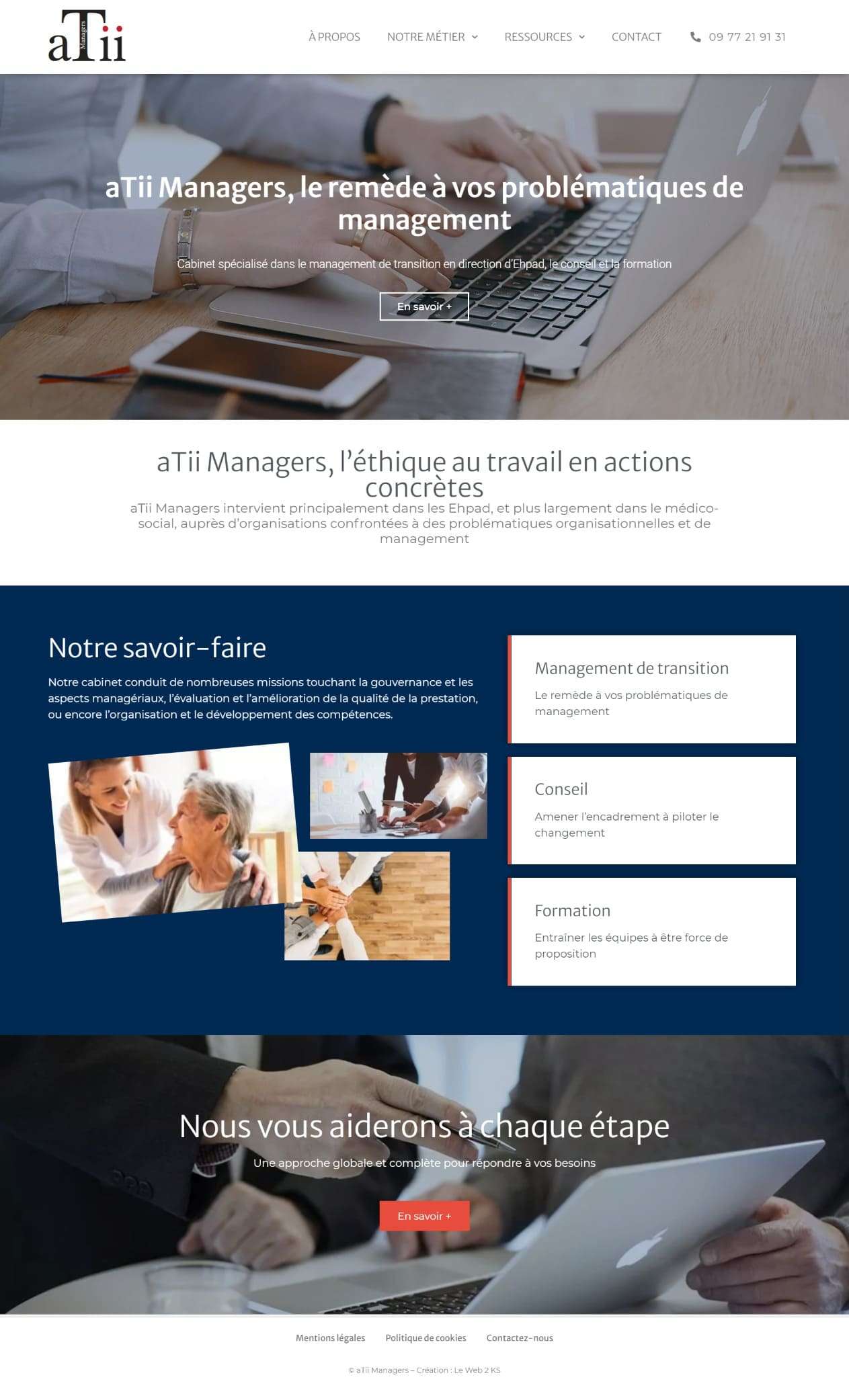 Page d'accueil du cabinet de management aTii Managers
